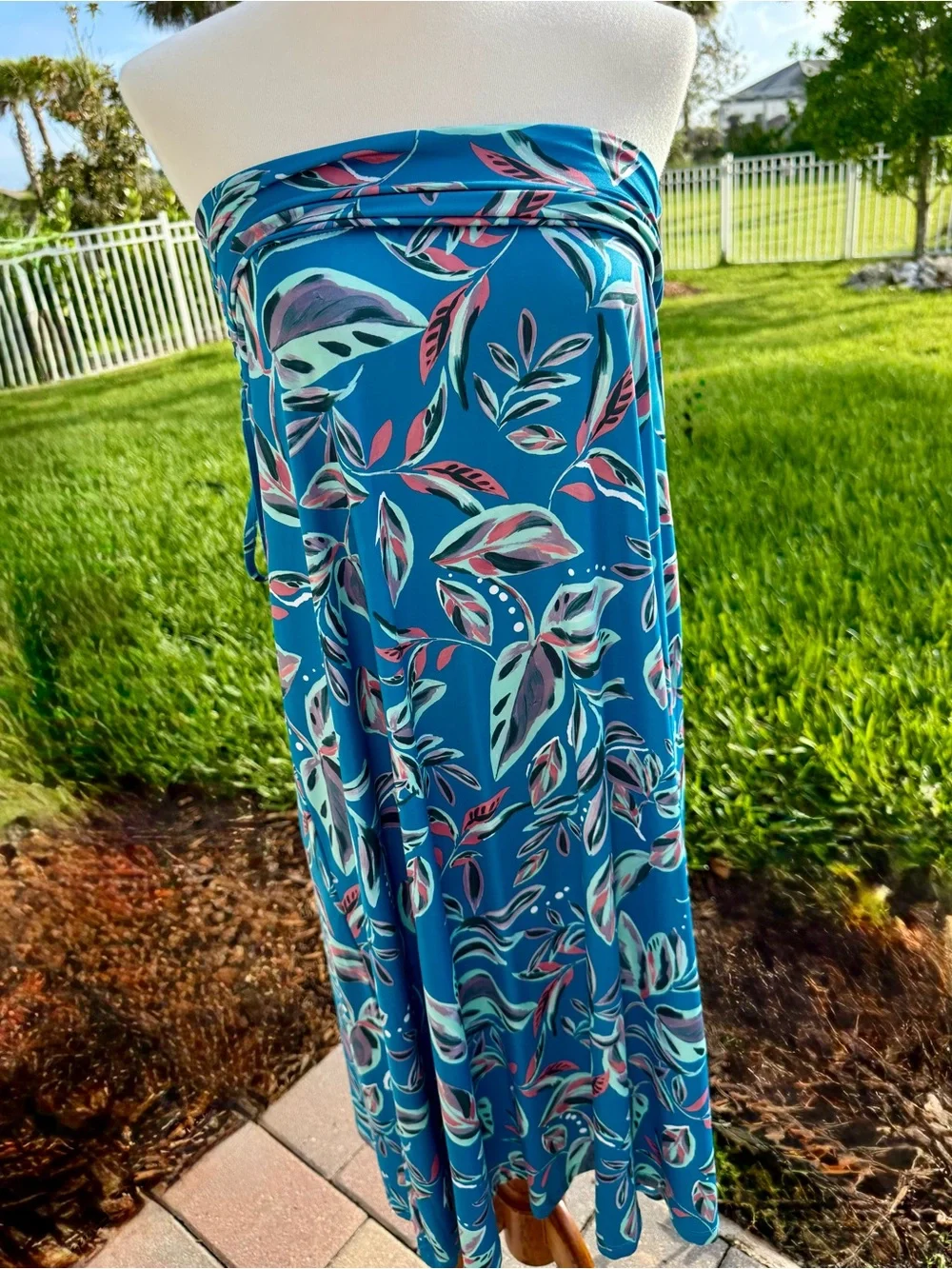 Reel Legends Teal Floral Performance Dress SZ M